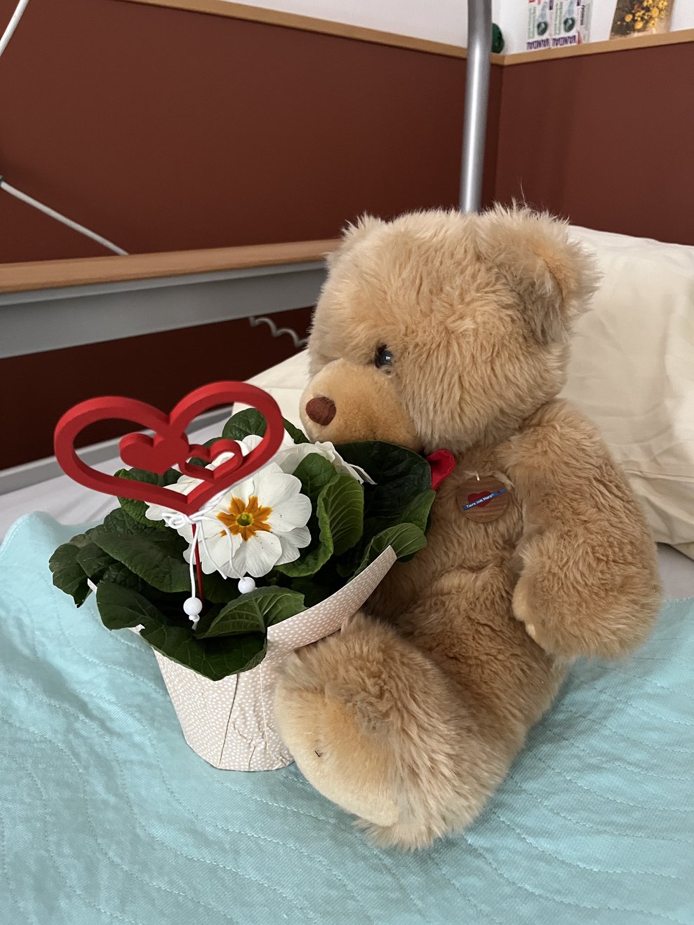 Teddybär mit Blumen