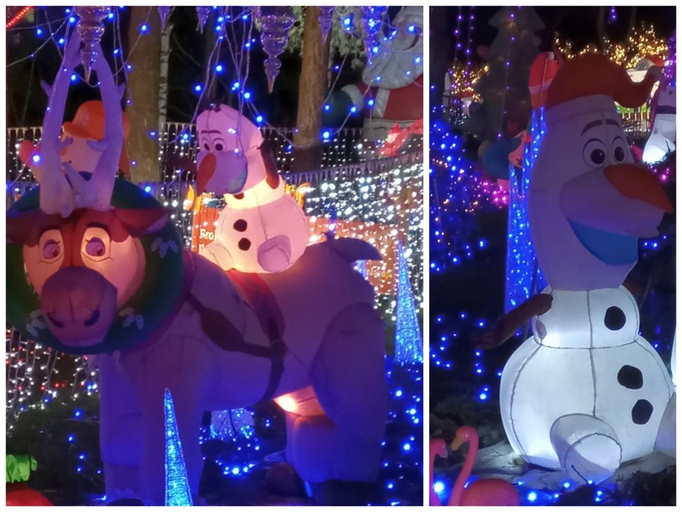 Durch die knapp 200 Weihnachtsfiguren bis zu 9 Meter Höhe zählt das Lichterhaus zu Europas größter Sammlung an aufblasbaren Weihnachtsfiguren.
