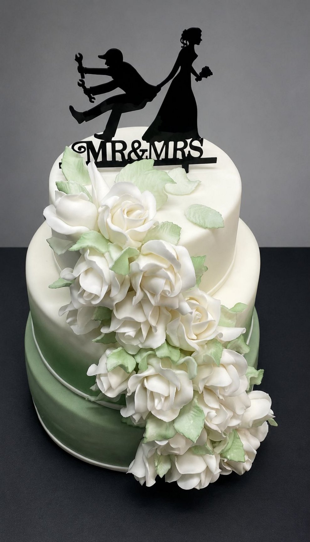 Hochzeitstorte weiß / grün