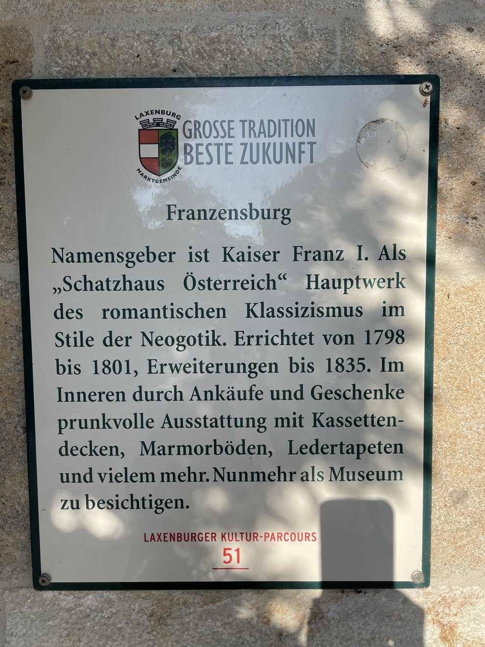 Informationsschild zur Franzensburg