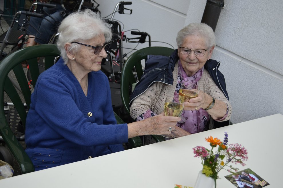 Damen trinken Wein