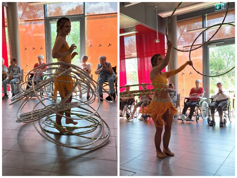 Ein oder zwei Hula-Hoop-Reifen sind ja grundsätzlich schon eine Herausforderung. Das hier ist nochmal eine ganz andere Geschichte.