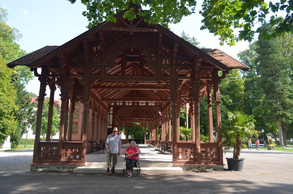 BewohnerIn vorm Pavillon