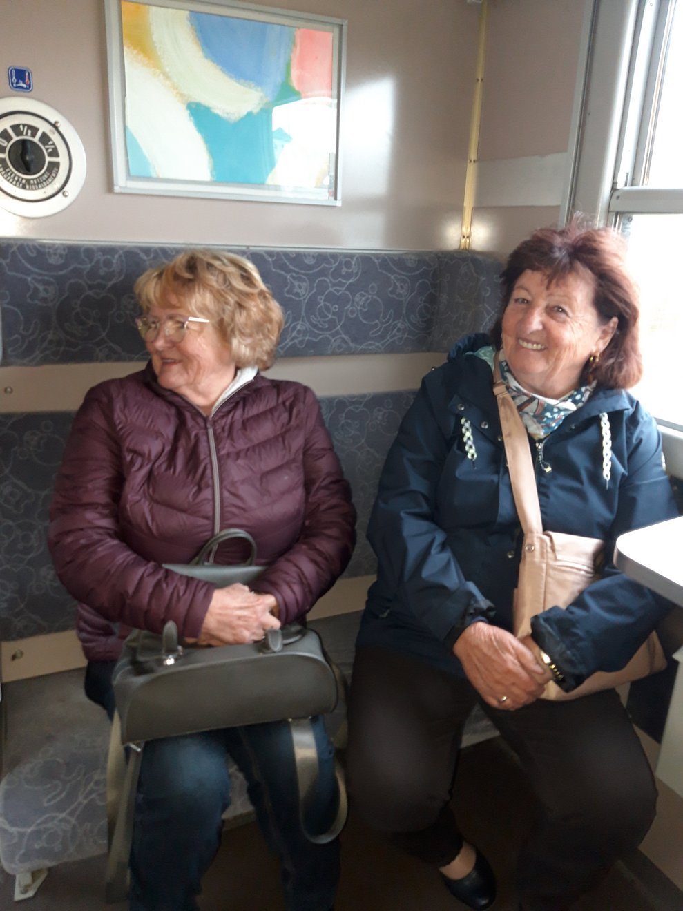 Zwei Damen im Zug.
