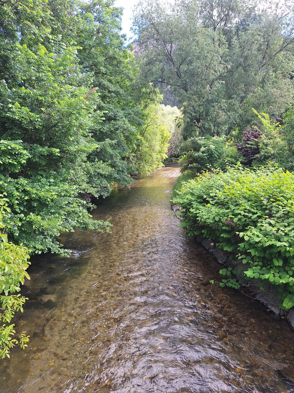 Eigentlich ein ruhiges, fast schon romantisches Ambiente. Aber bei Hochwasser wird das Ganze zu einem reißenden Fluss, man möchte es kaum glauben.
